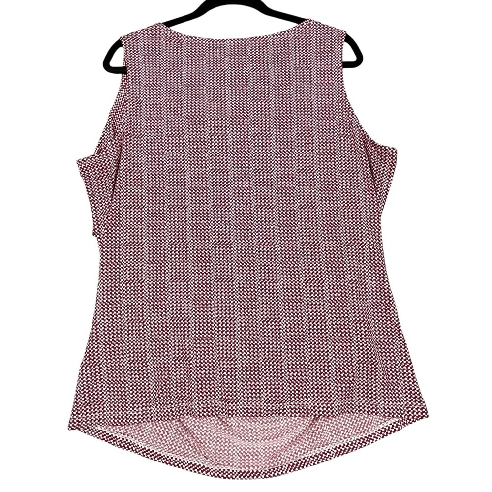 Coldwater Creek Red White Houndstooth Print Sleeveless Stylish Top - Sz XL/16 - Picture 2 of 15